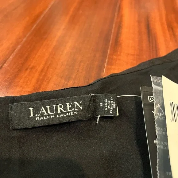 LAUREN Ralph Lauren Sequin Skirt Black Beaded A-Line Mini Midi Party New Size 14 - Picture 2 of 10